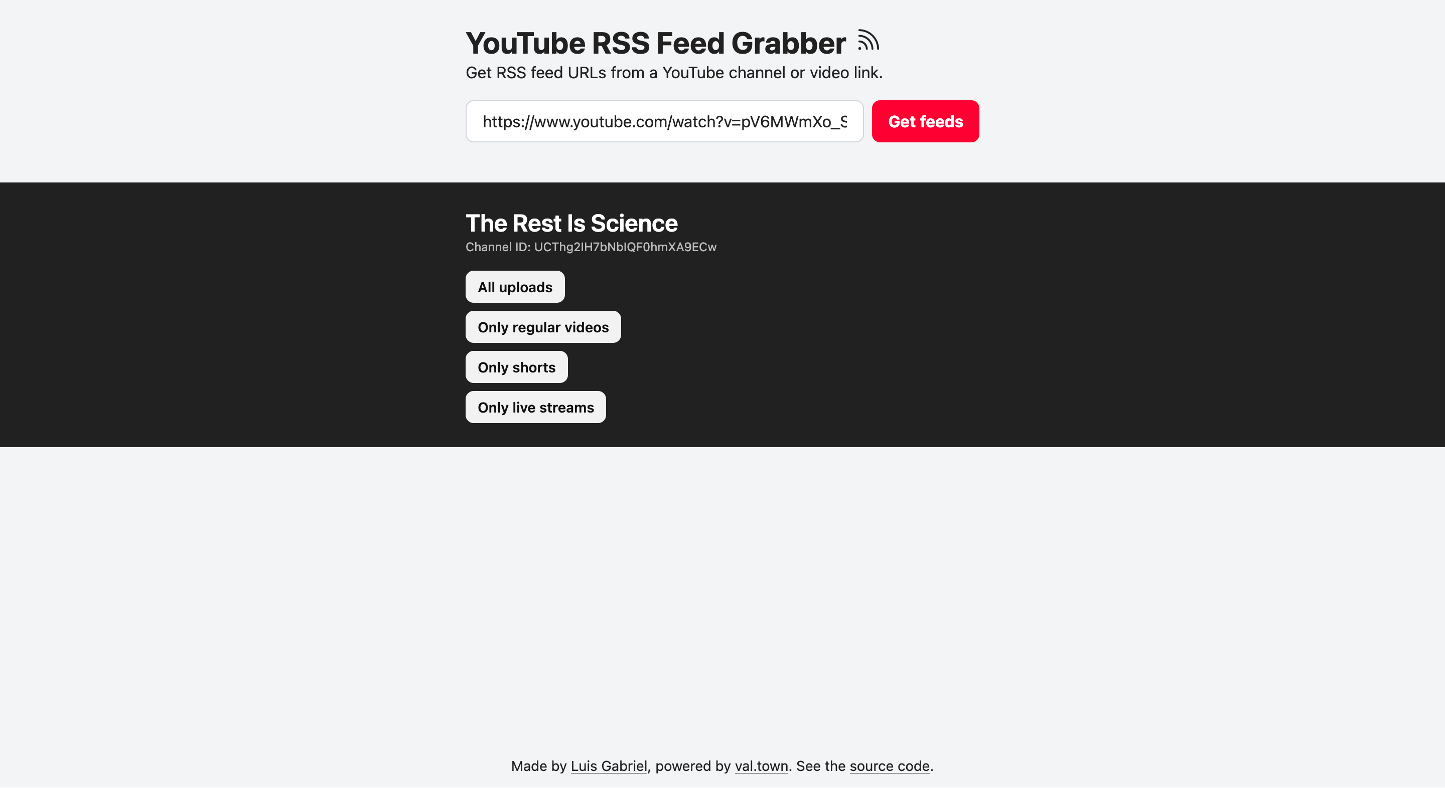 Screenshot showing the project website working